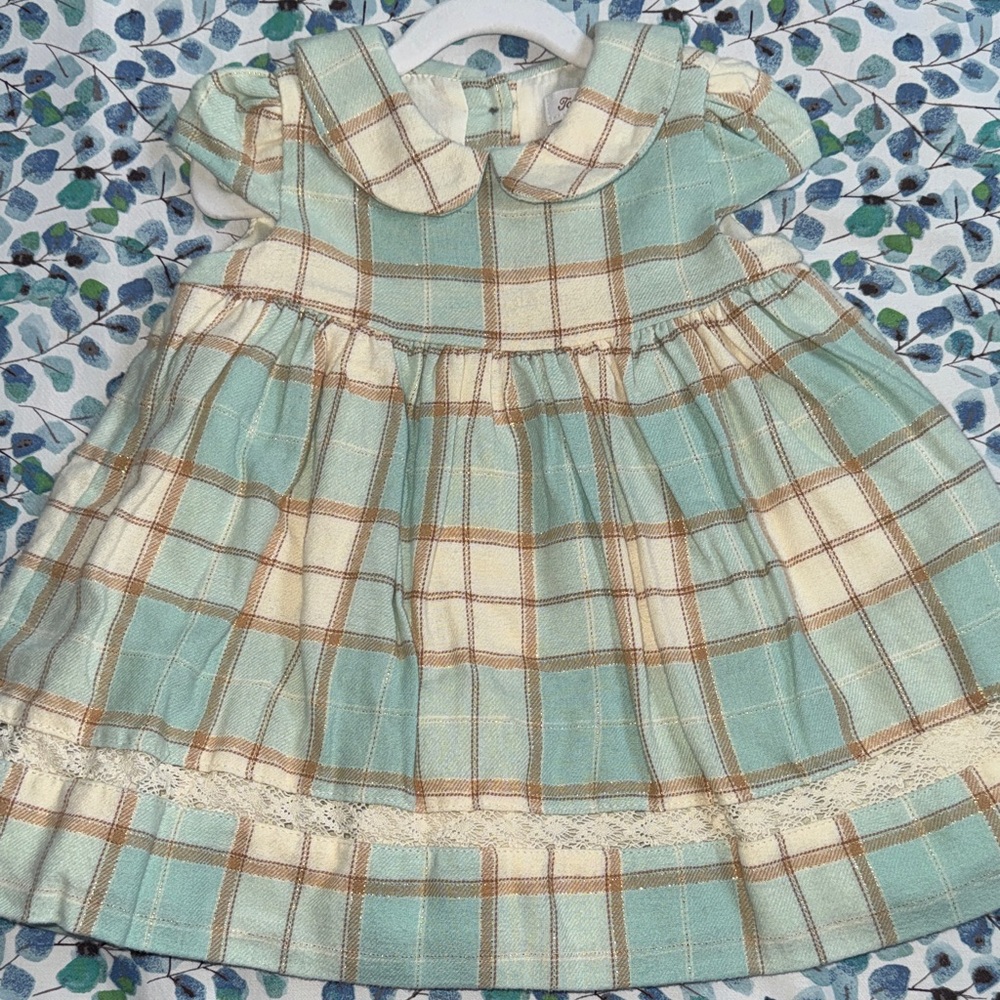 Tommy Bahama Blue and Cream Plaid Kids Formal Dress